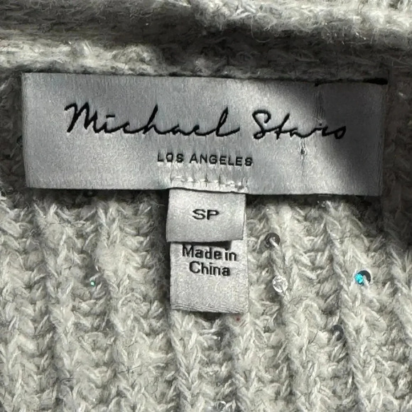 NEW Michael Stars Laurel Sequin Gray Wrap Sweater V-Neck Size‎ Small Petite NWOT - Picture 5 of 9